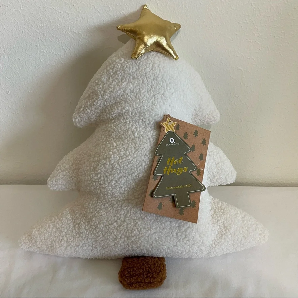 Aroma Home Hot Hugs Festive Ivory Tree Pillow with Gold Star NWT Microwaveable